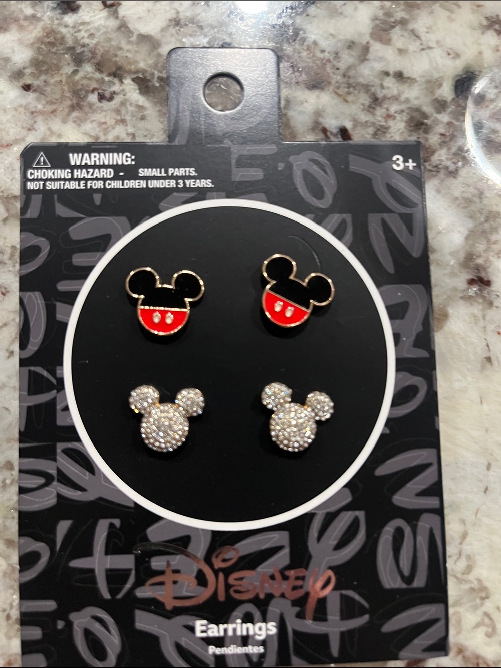 Disney Mickey Mouse Stud Earring Set - Black, Red & Clear Crystal